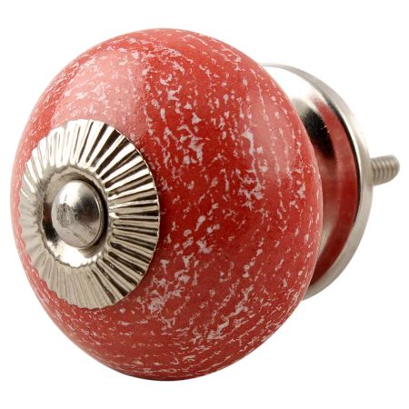 Red Ceramic Floral Drawer Knob